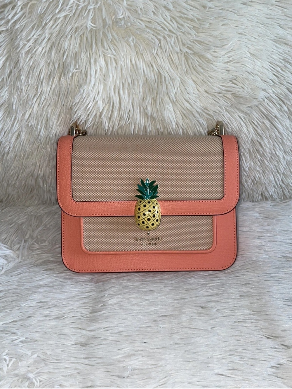kate spade Coral and Beige Pineapple-Accent Crossbody Bag